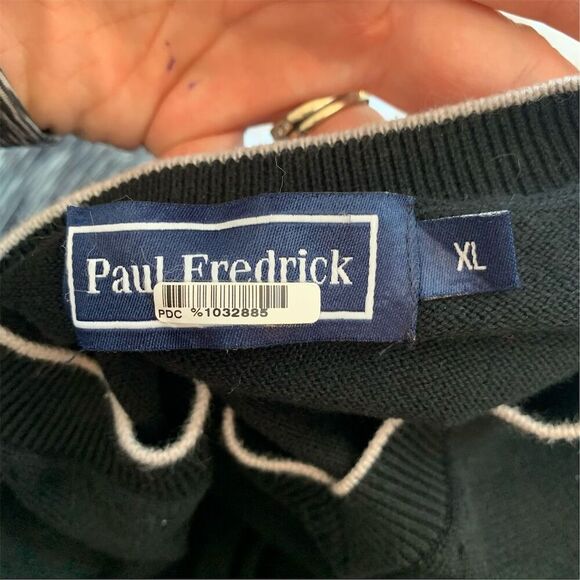 Paul Fredrick Men's V-Neck Pima Cotton Pullover Sweater Black XL Long Sleeve - Picture 6 of 6